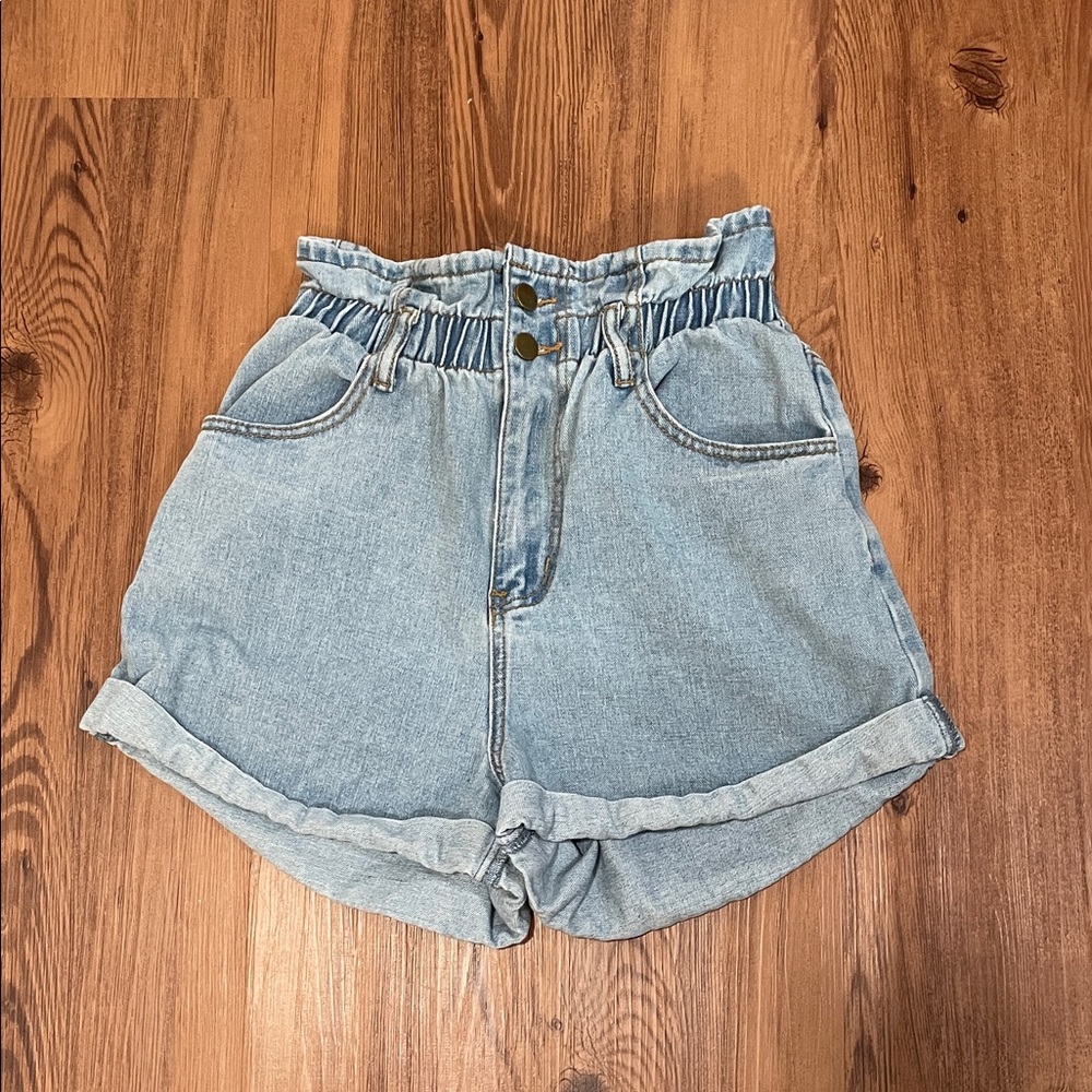 Forever 21 Light Blue High-Waisted Denim Shorts